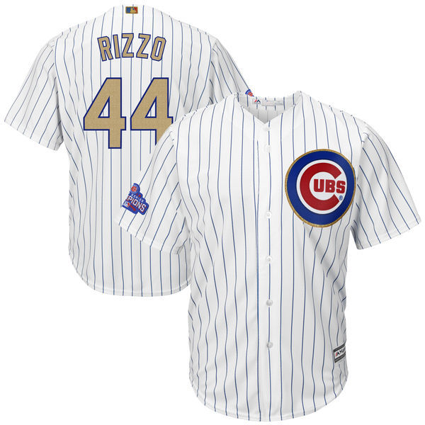 Youth 2017 MLB Chicago Cubs #44 Rizzo CUBS White Gold Program Jersey->youth mlb jersey->Youth Jersey